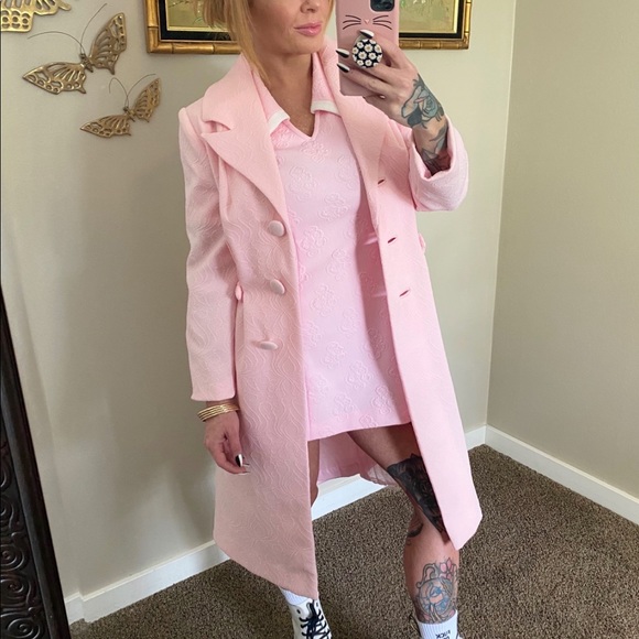 50’s 60’s 70’s Vintage Baby Pink Long Jacket - Picture 3 of 11